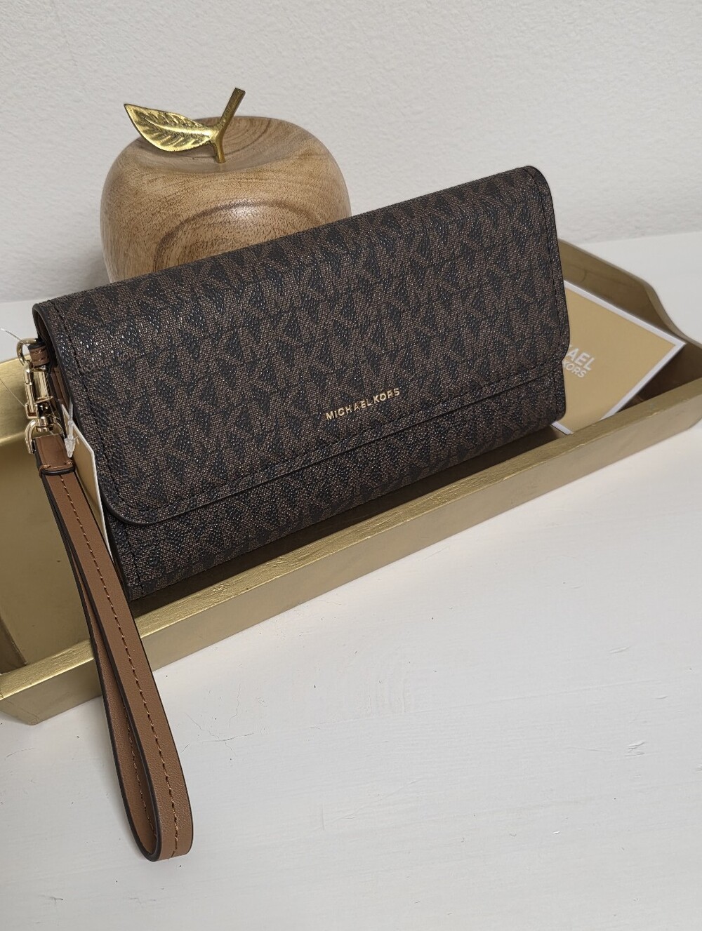 Michael Kors Brown Logo Wristlet Wallet